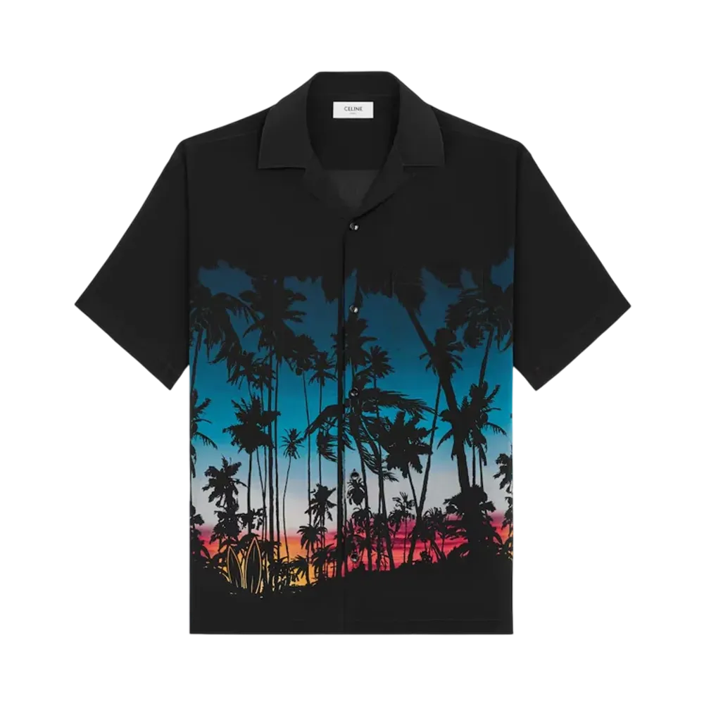 CELINE Men's Hawaiian Shirt in Printed Viscose "Multico"