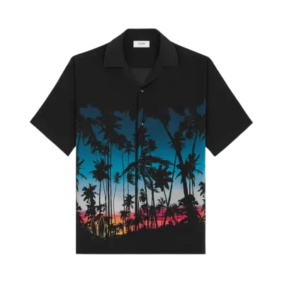 CELINE Men's Hawaiian Shirt in Printed Viscose "Multico"