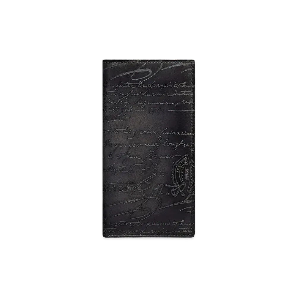 Berluti Santal Scritto Leather Long Wallet "Nero Grigio"
