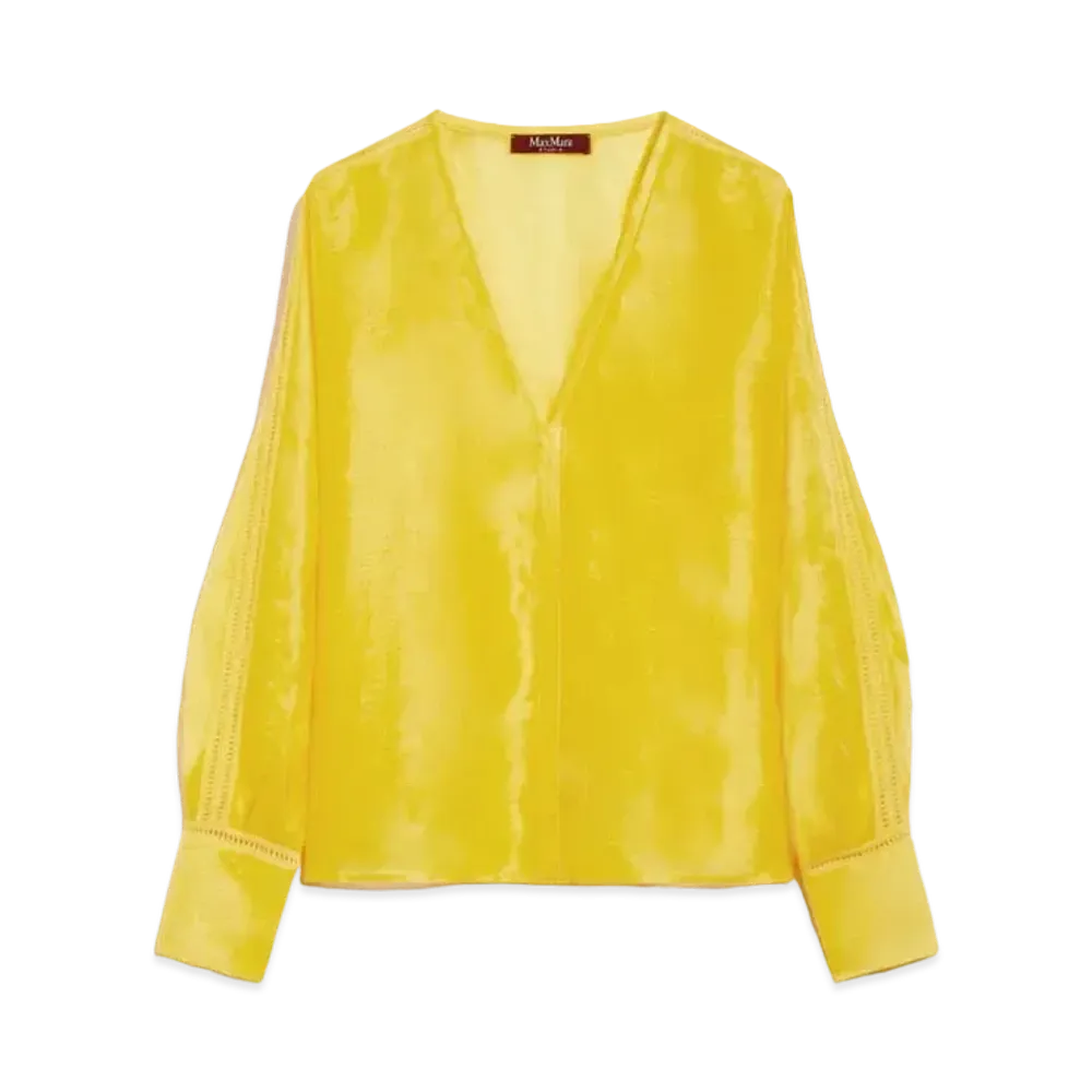 Max Mara Leccio Ramie Gauze Lace Blouse "Yellow"