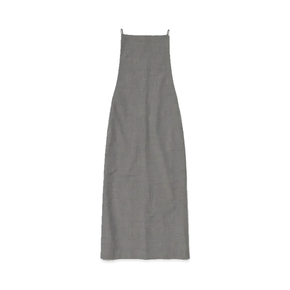 AURALEE Tropical Wool Kid Mohair Dress "Gray Check"