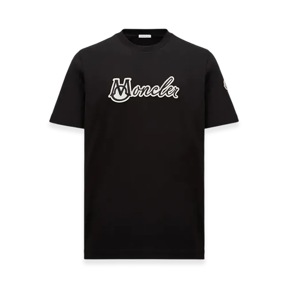 MONCLER Embroidered Varsity Logo Cotton T-shirt "Black"