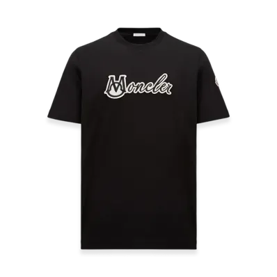 MONCLER Embroidered Varsity Logo Cotton T-shirt "Black"