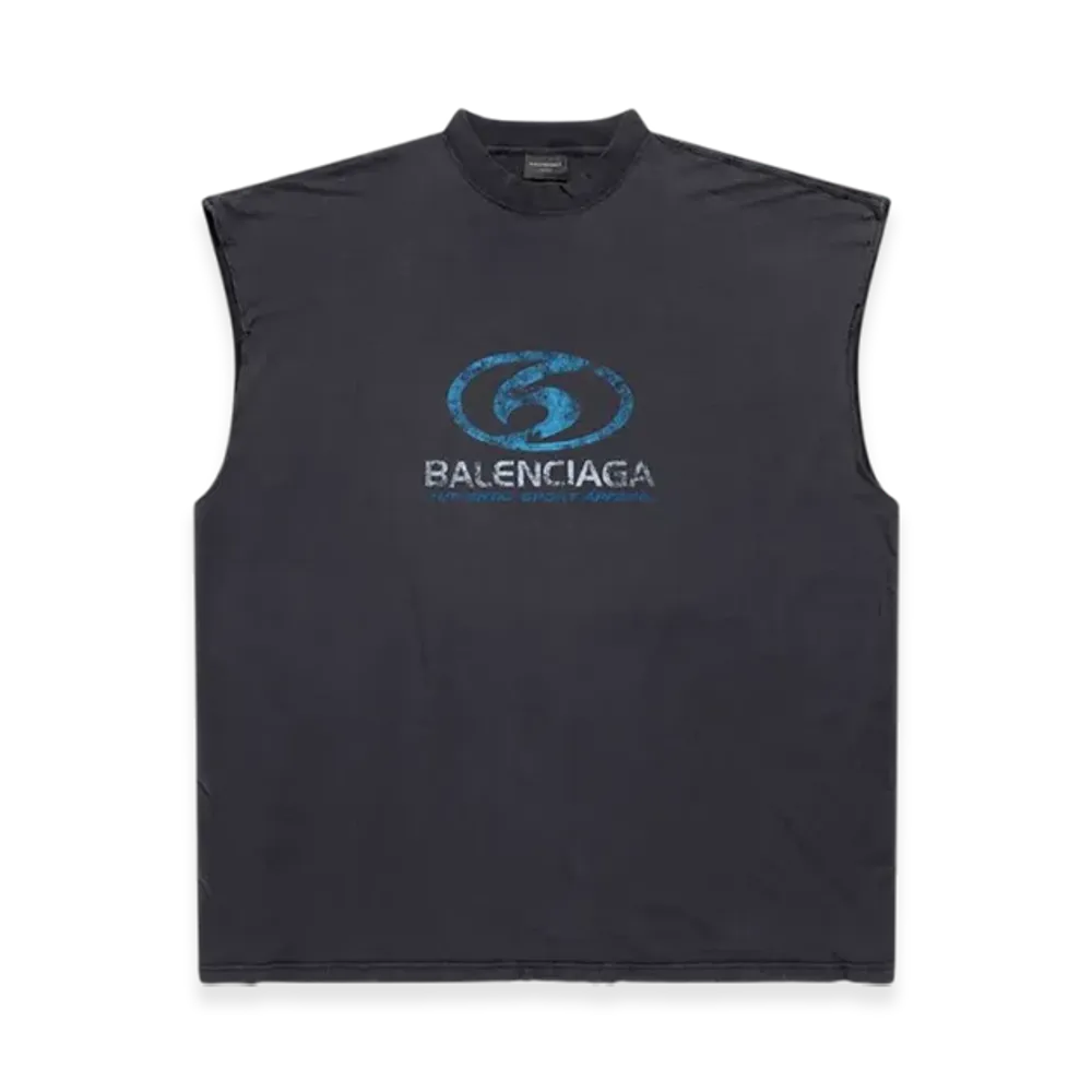BALENCIAGA Surfer Oversized Sleeveless T-Shirt "Black Blue"
