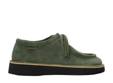 LOEWE Faro Lace-Up Suede Calfskin "Sage"