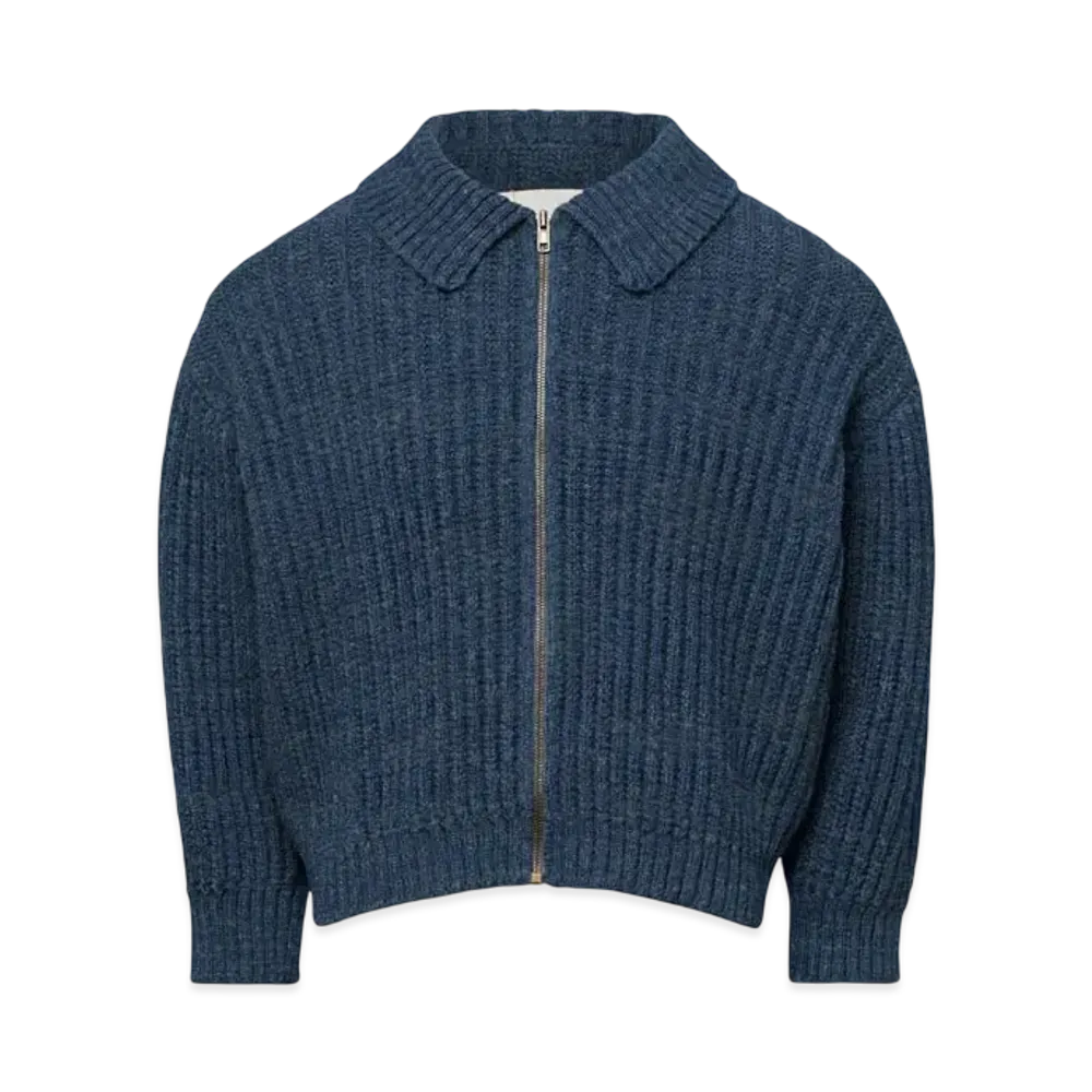Maison Margiela Men's Distorted Knit Zip Sweater "Blue"