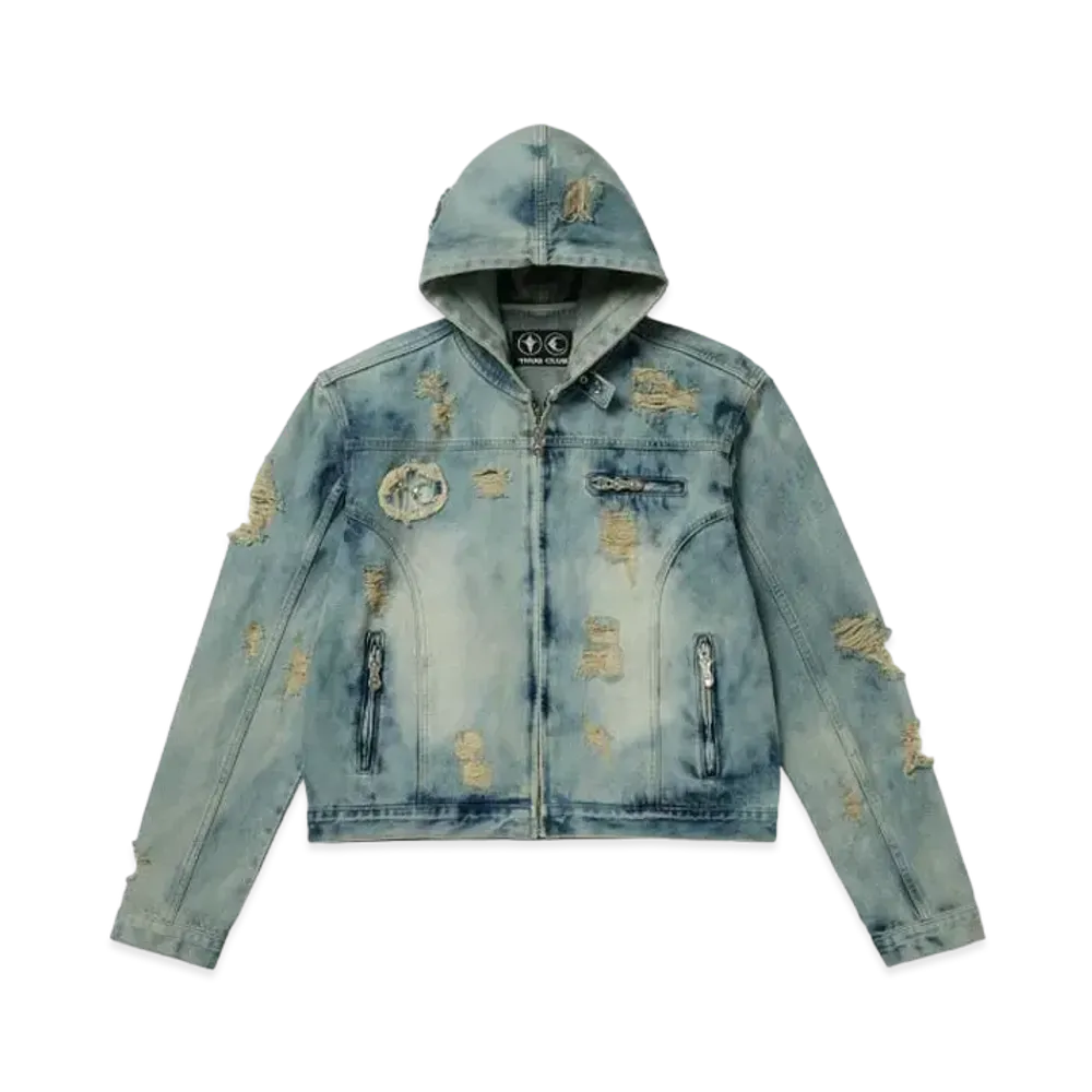 THUG CLUB Rover Denim Hoodie Zip-Up "Blue"