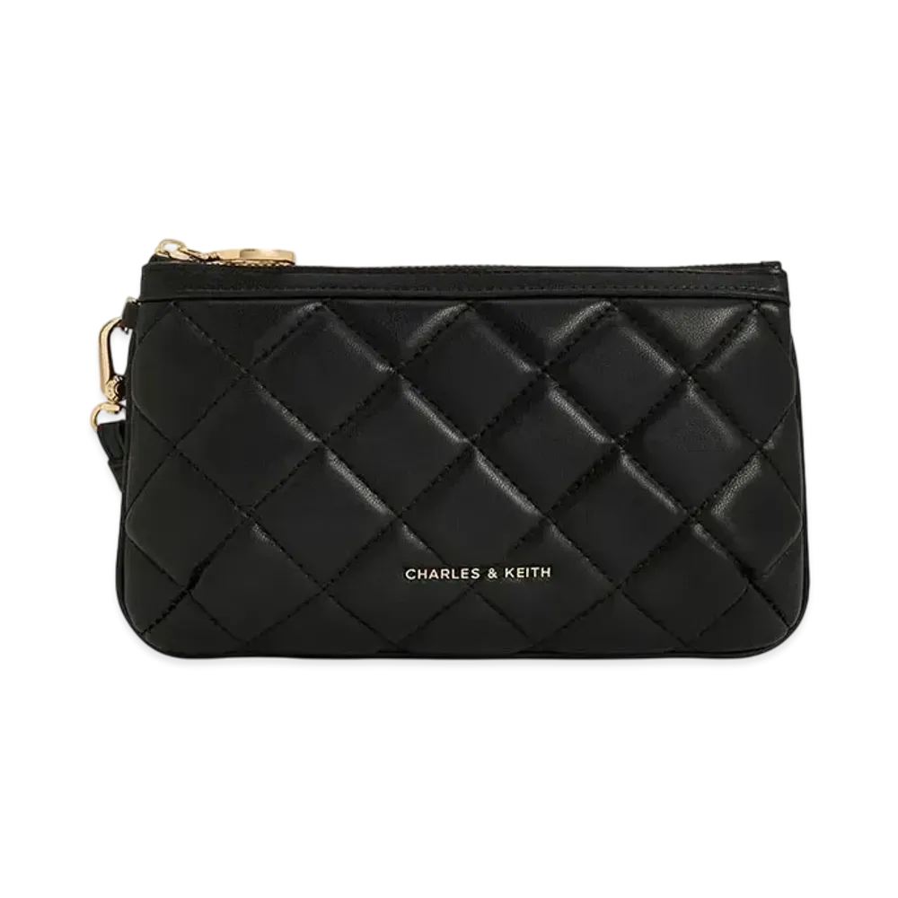 CHARLES & KEITH Cressida Quilted Wristlet "Black"