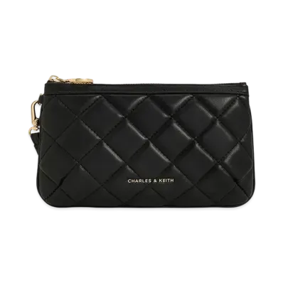 CHARLES & KEITH Cressida Quilted Wristlet "Black"