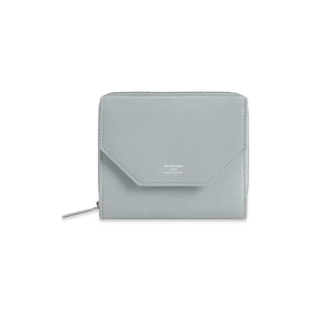 BALENCIAGA Envelope Flap Compact Wallet "Grey"