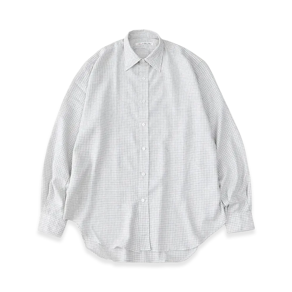 NICENESS Tommaso Thomas Mason Cotton Cashmere Regular Collar Shirt "Gray/Ecru"