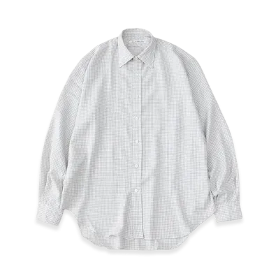 NICENESS Tommaso Thomas Mason Cotton Cashmere Regular Collar Shirt "Gray/Ecru"