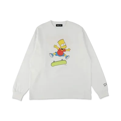 WIND AND SEA THE SIMPSONS / WDS Bart Kickflip L/S Tee "White"