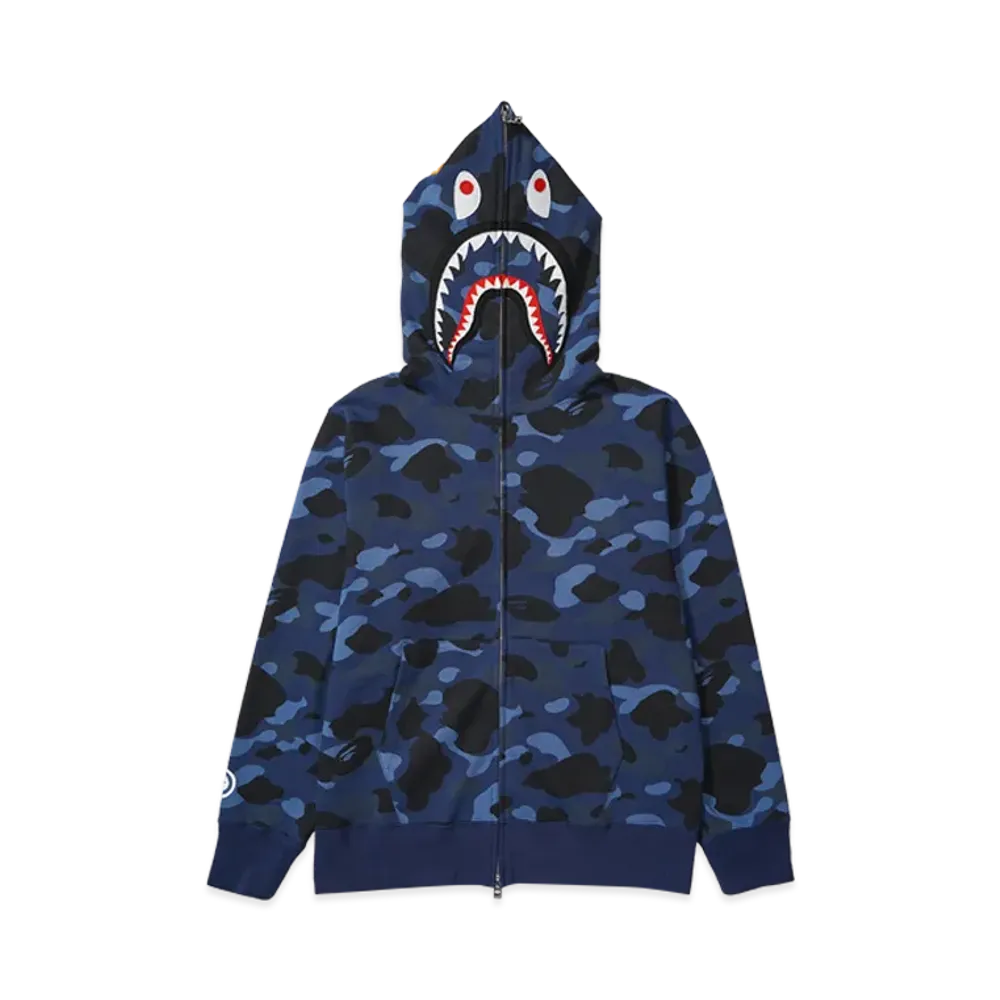 A BATHING APE Color Camo Shark Full Zip Hoodie "Navy"