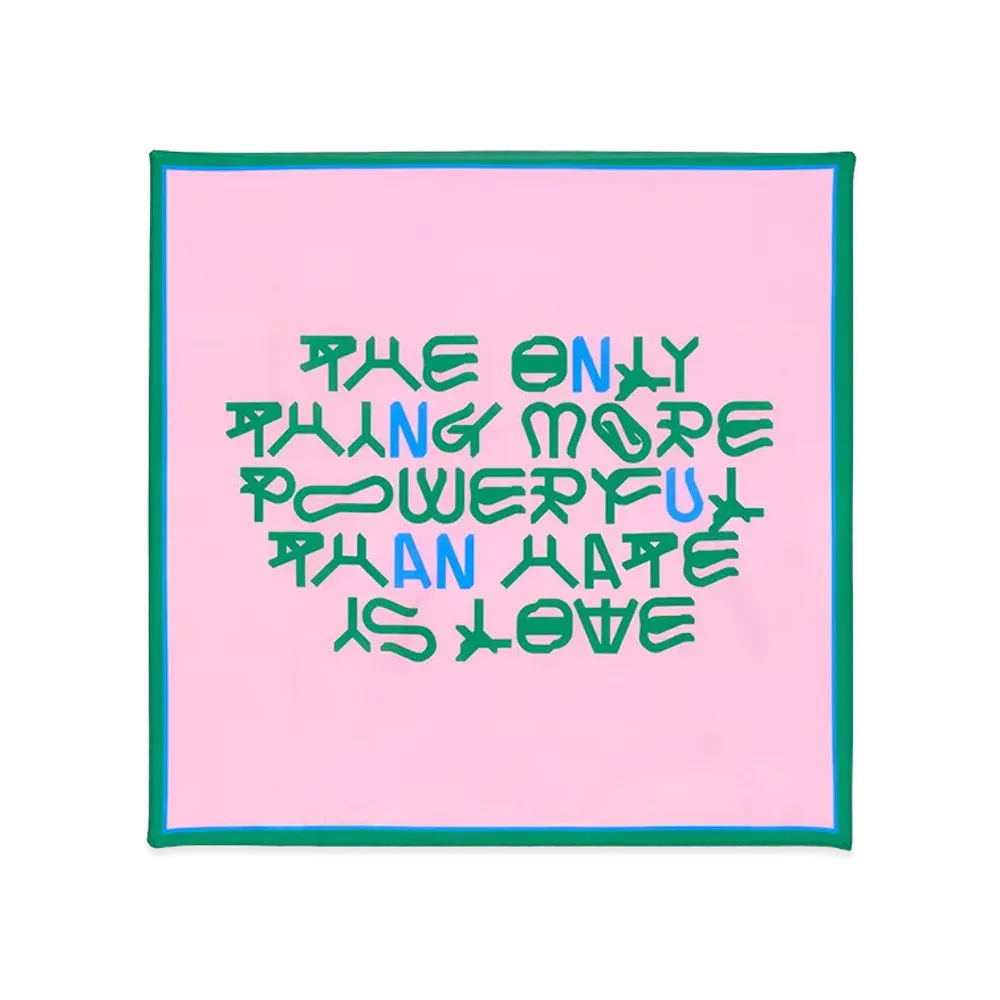 ZARA x Bad Bunny Benito Antonio 100% Silk Amor Print Bandana "Pink"