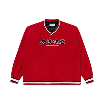 Black Eye Patch Handle With Care V Neck Pullover "Red"