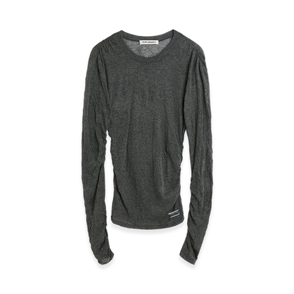 OUR LEGACY Women's Strain Slim Longsleeve "Anthracite Crinkle Gauze"