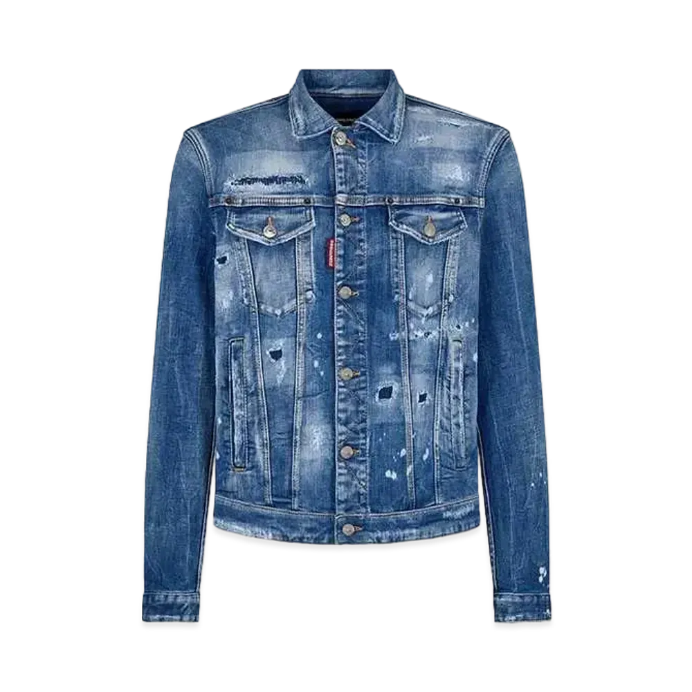 Dsquared2 Mended Rips Dan Denim Jacket "Navy"