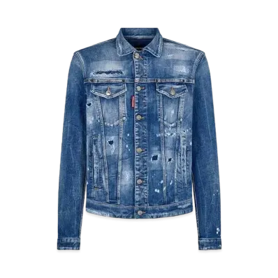 Dsquared2 Mended Rips Dan Denim Jacket "Navy"
