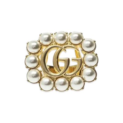 GUCCI Pearl Double G Ring