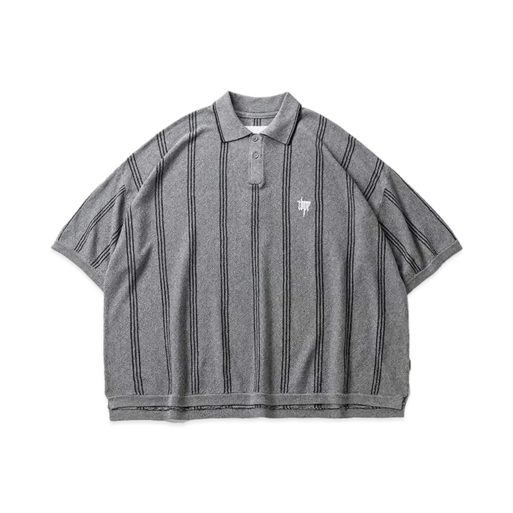 TIGHTBOOTH Stripe Knit Polo "Grey"