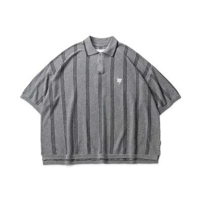 TIGHTBOOTH Stripe Knit Polo "Grey"