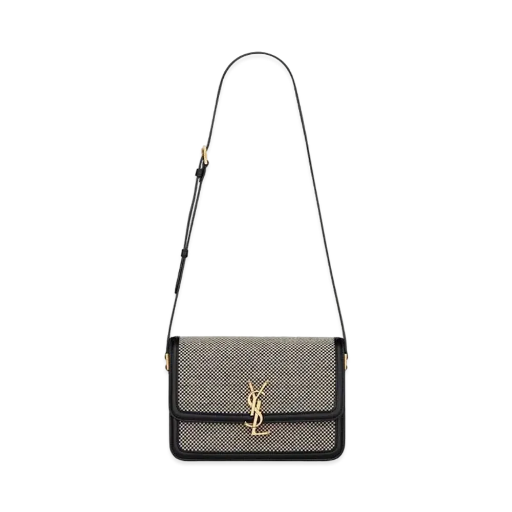 Saint Laurent Solferino Medium Satchel In Braided Tweed "Black"