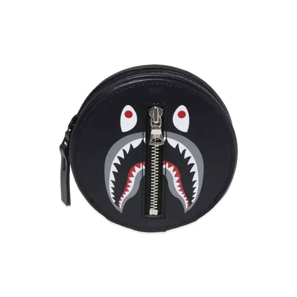 A BATHING APE Shark Leather Coin Case "Black"