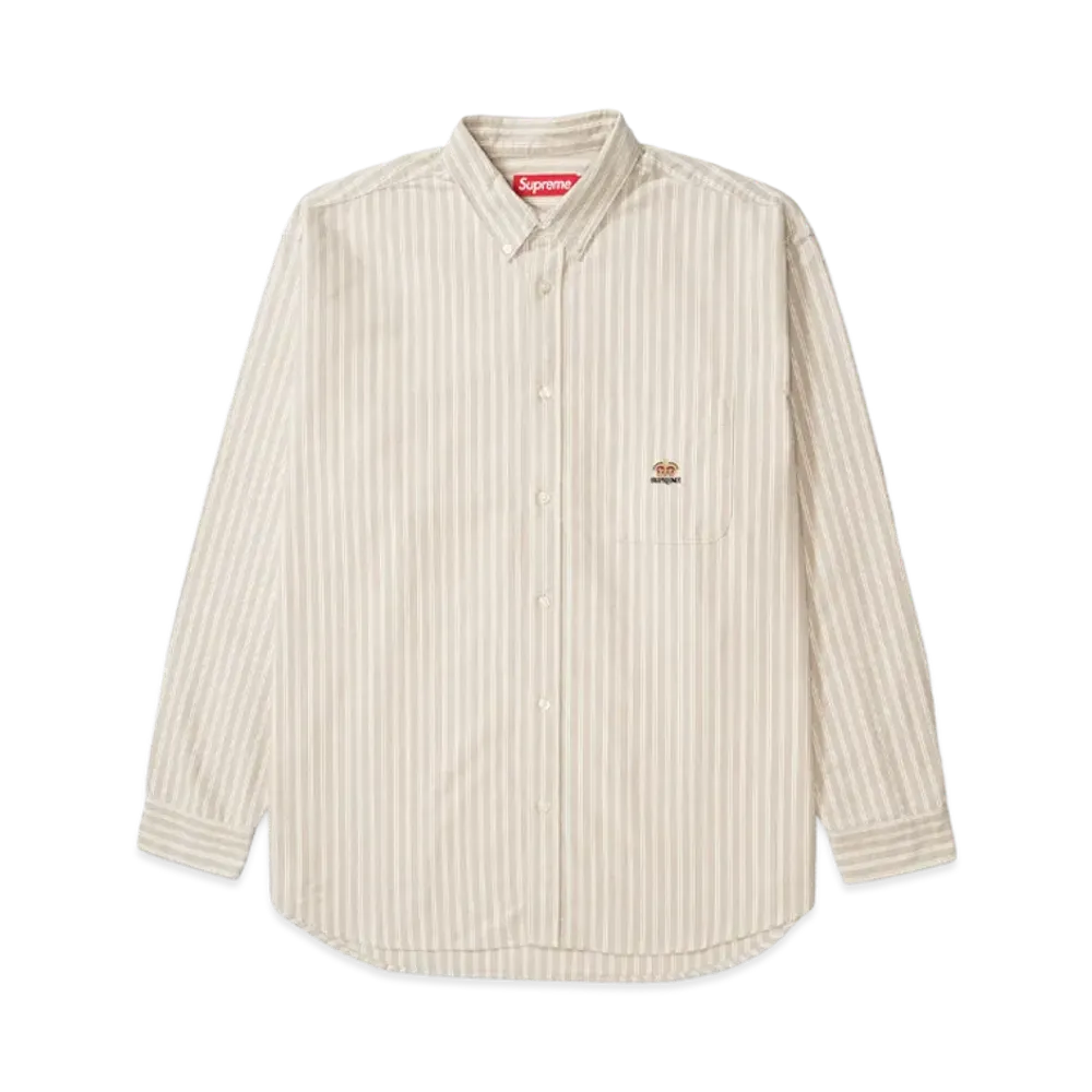 Supreme Loose Fit Flannel Oxford Shirt "Tan Stripe" (26FW)