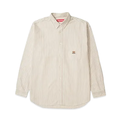 Supreme Loose Fit Flannel Oxford Shirt "Tan Stripe" (26FW)