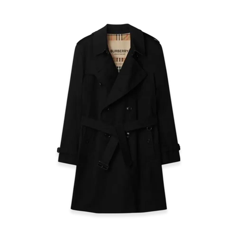 Burberry Mid-length Kensington Heritage Trench Coat "Black"