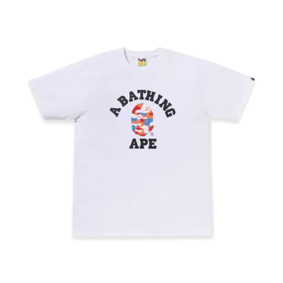A BATHING APE x NIWAKASENPEI Bape Store One Fukuoka Bldg. College Tee "White"