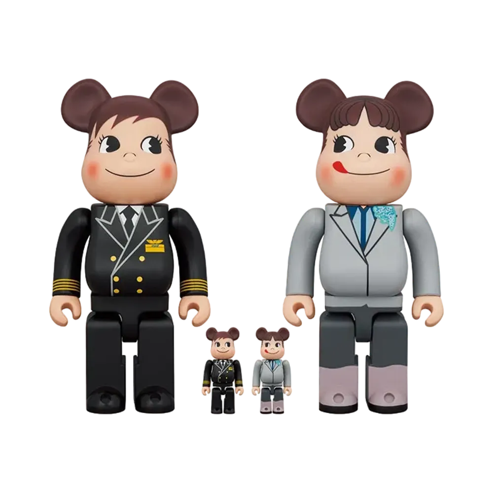 Bearbrick for ANA CAPTAIN Poko-chan & CA the 10th generation Peko-chan 100% & 400% Set of 4