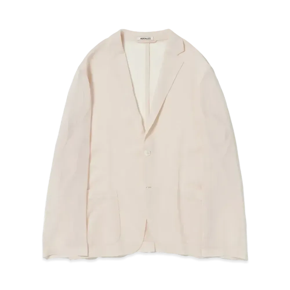 AURALEE Wool Recycle Polyester Leno Sheer Jacket "Ivory"