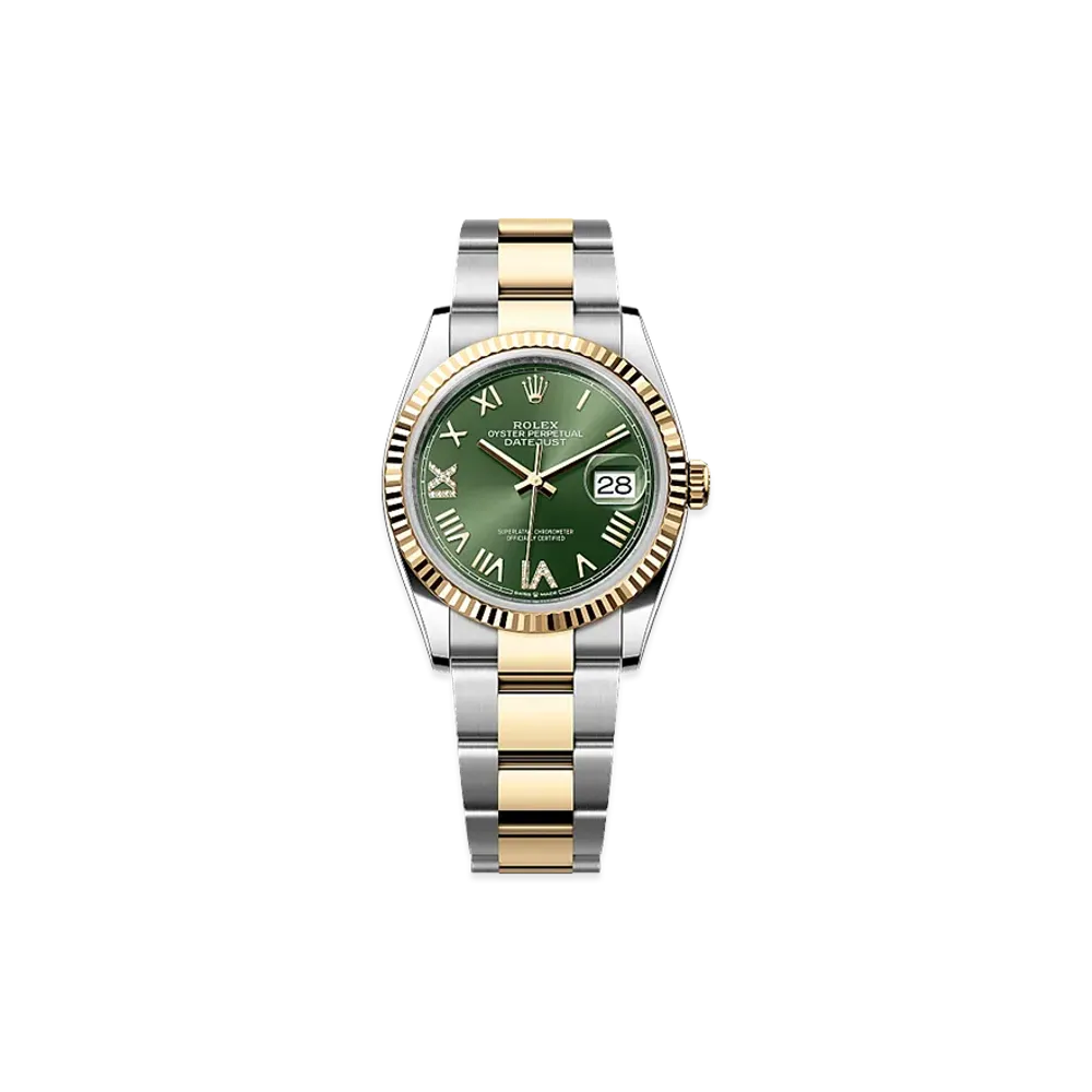 ROLEX Datejust 36 Oystersteel & Yellow Gold "Olive Green"