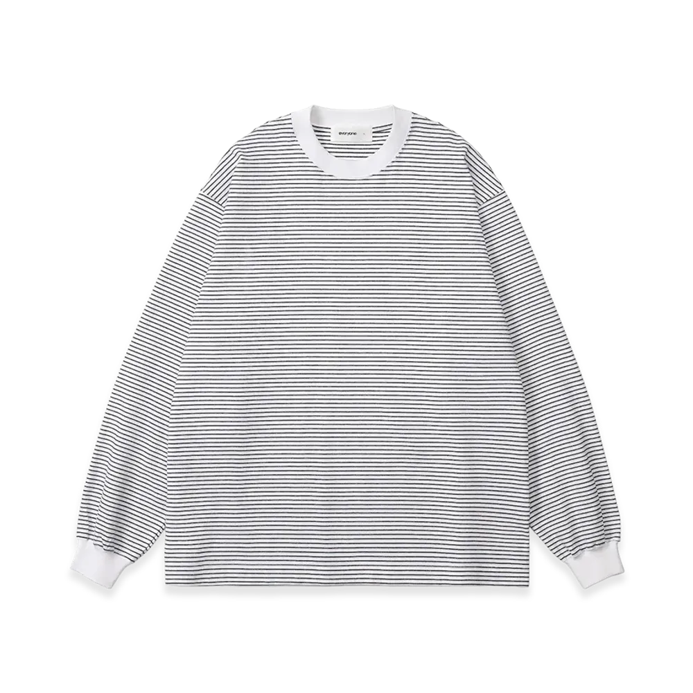 everyone Back Logo OG Border Long Sleeve Tee Shirt "White"