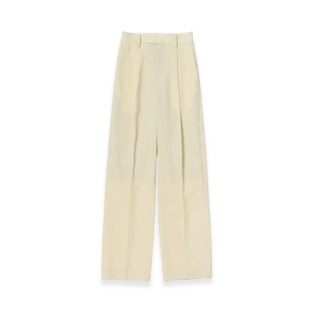 AURALEE Wool Kid Mohair Hop Sack One-Tuck Slacks "Ivory White"