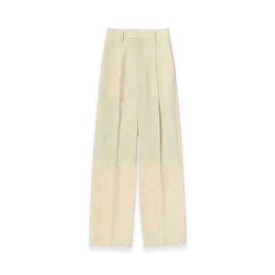 AURALEE Wool Kid Mohair Hop Sack One-Tuck Slacks "Ivory White"