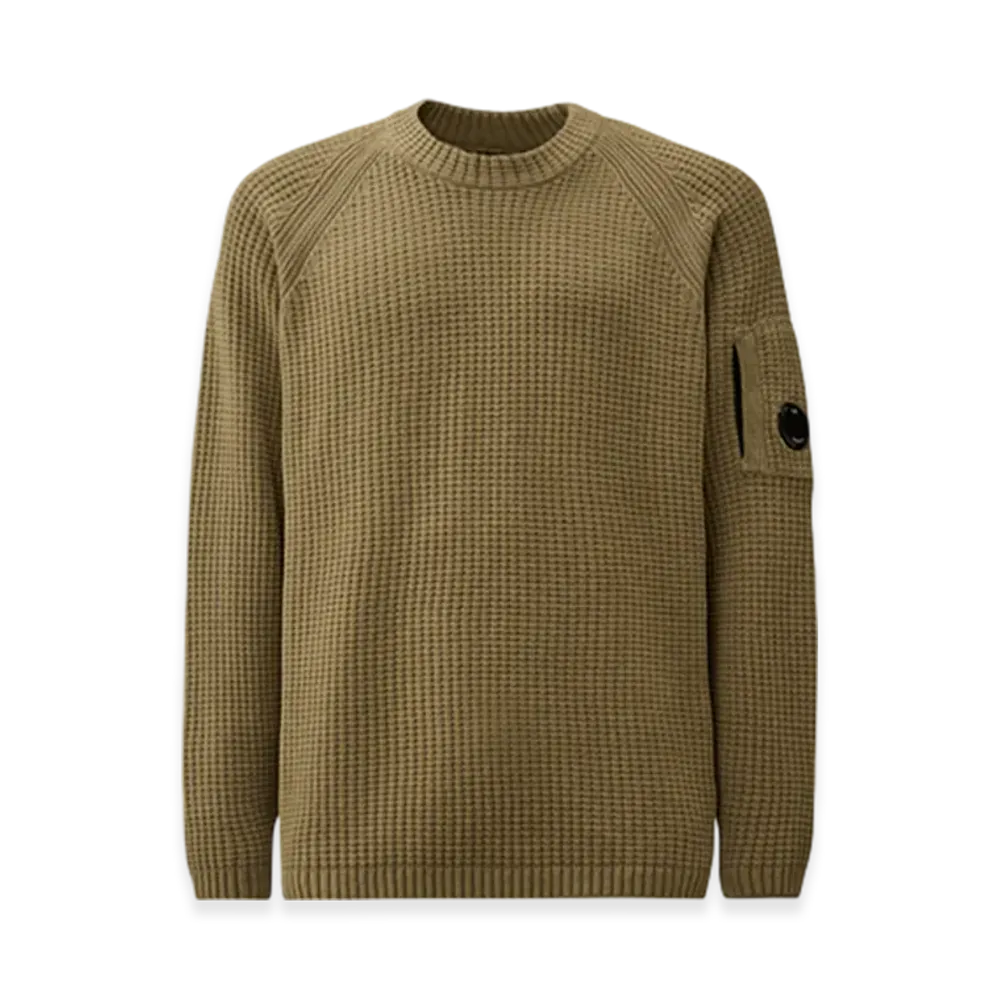 C.P. Company Cotton Chenille Crewneck Lens Sweater "Fallen Rock Grey"