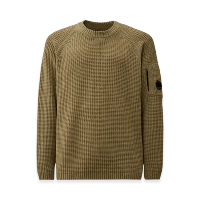 C.P. Company Cotton Chenille Crewneck Lens Sweater "Fallen Rock Grey"
