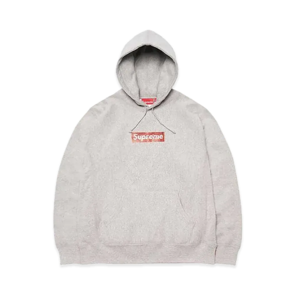 Supreme x Swarovski Box Logo Hooded Sweeatshirt "Grey"