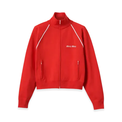 MIU MIU Technical Yarn Sweatshirt "Red"