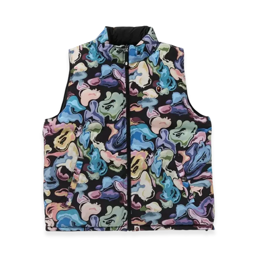 A BATHING APE Art Camo Reversible Down Vest "Black"