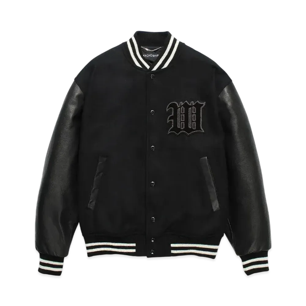 WACKO MARIA Leather Varsity Jacket "Black"
