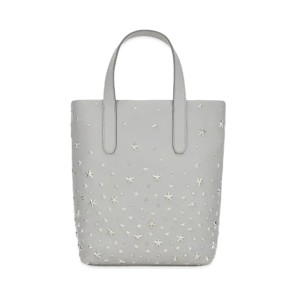 Jimmy Choo Sofia N/S Grainy Calf Leather Tote Bag With Crystal Star Studs "Moonstone"