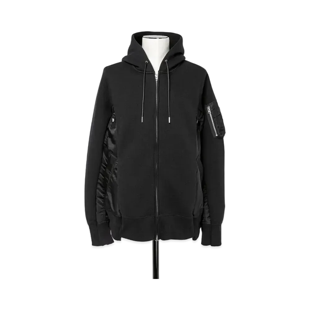 sacai Sponge Sweat x Nylon Twill Hoodie "Black"