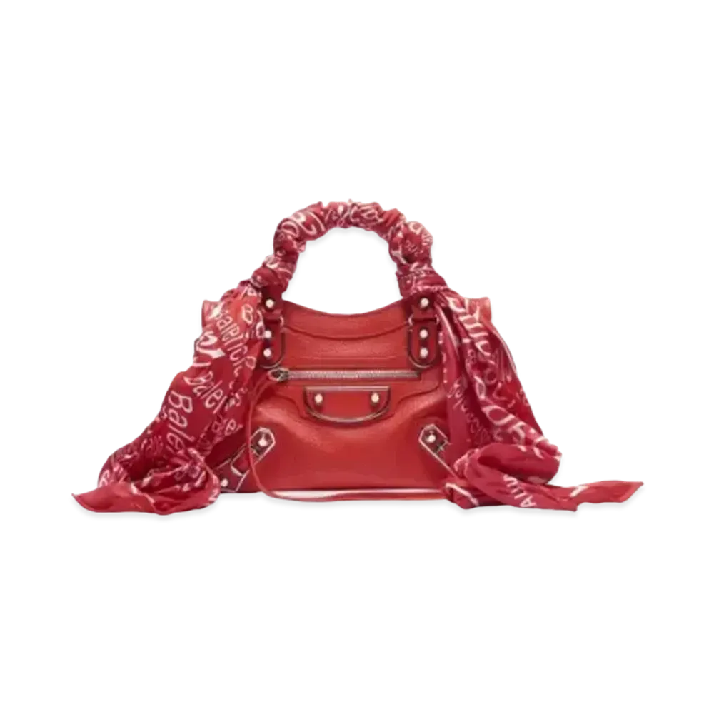 BALENCIAGA Classic Metallic Edge City Mini Scarf Shoulder Bag "Red"