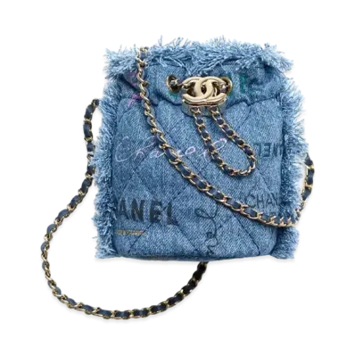 CHANEL Mini Bucket Bag Print Denim "Blue/Multicolor"