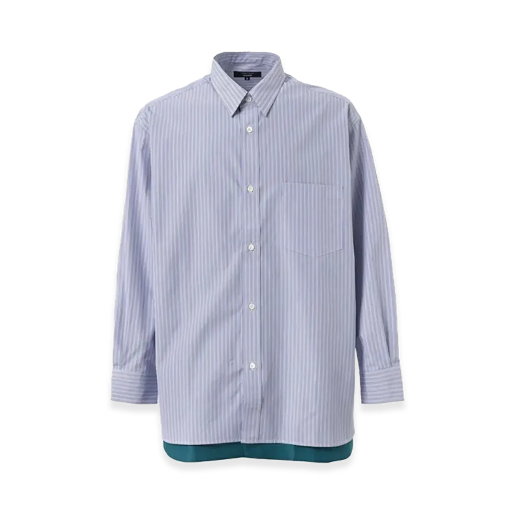 COMME des GARCONS HOMME Cotton Stripe & Polyester Shirts "Turquoise Blue"