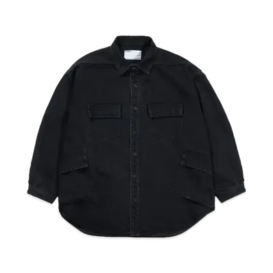 Poliquant THE DEFORMED DENIM FATIGUE SHIRT JACKET "BLACK"